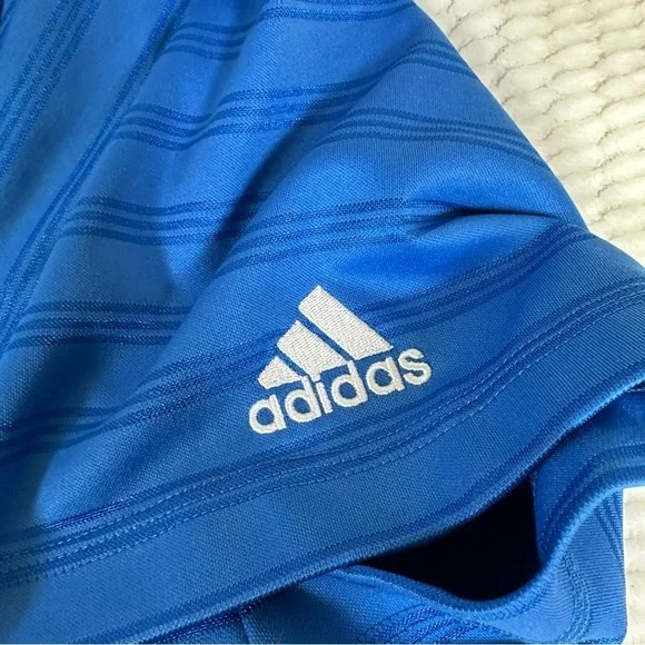 Adidas Mens Performance Polo Shirt Blue Stripe Polo XL Golf Spring Athletic - Picture 3 of 11